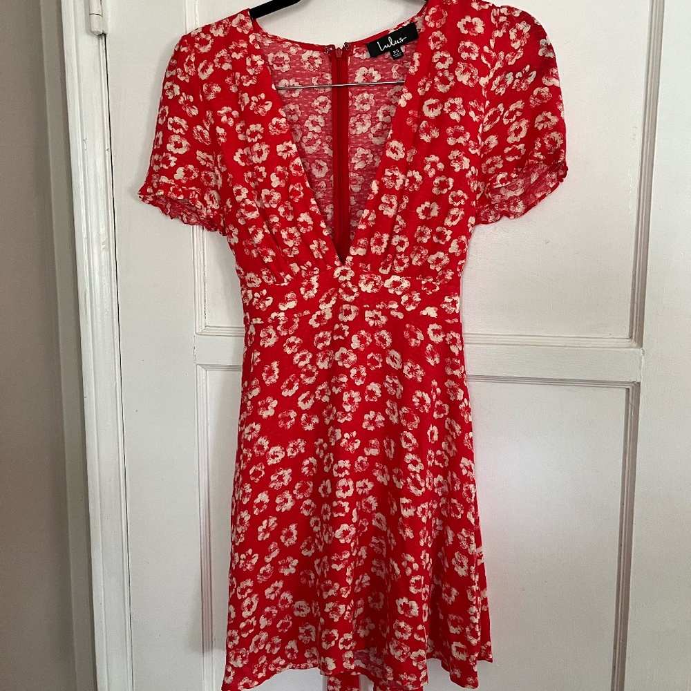 LuLu's Red Floral Dress XS